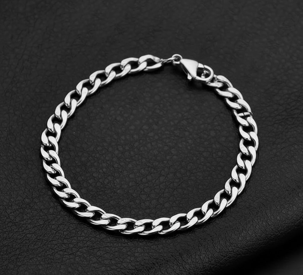 Classic Stainless Steel Cuban Link Bracelet – Minimalist Chain Bracelet