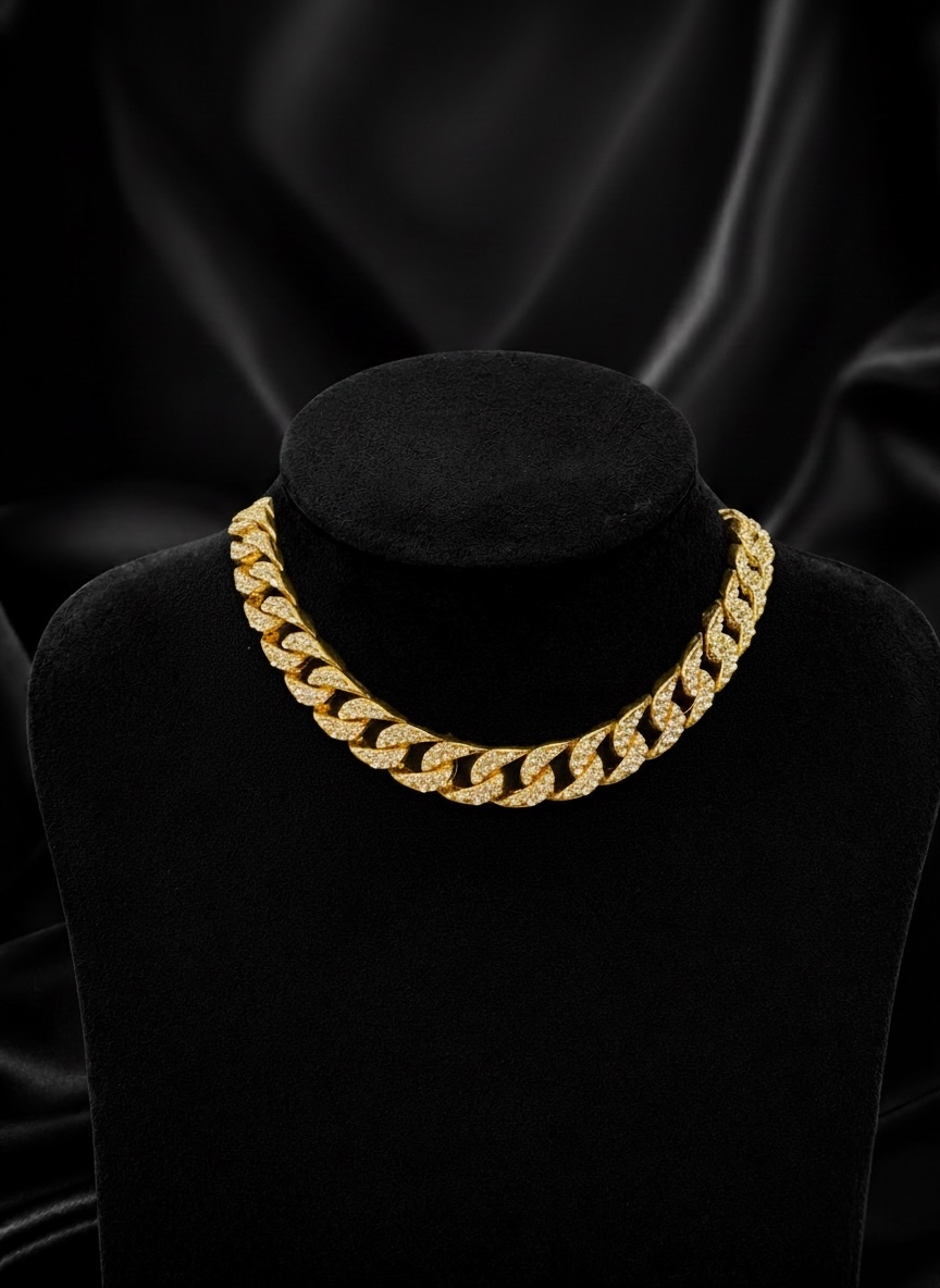 Gold Cuban iced necklace