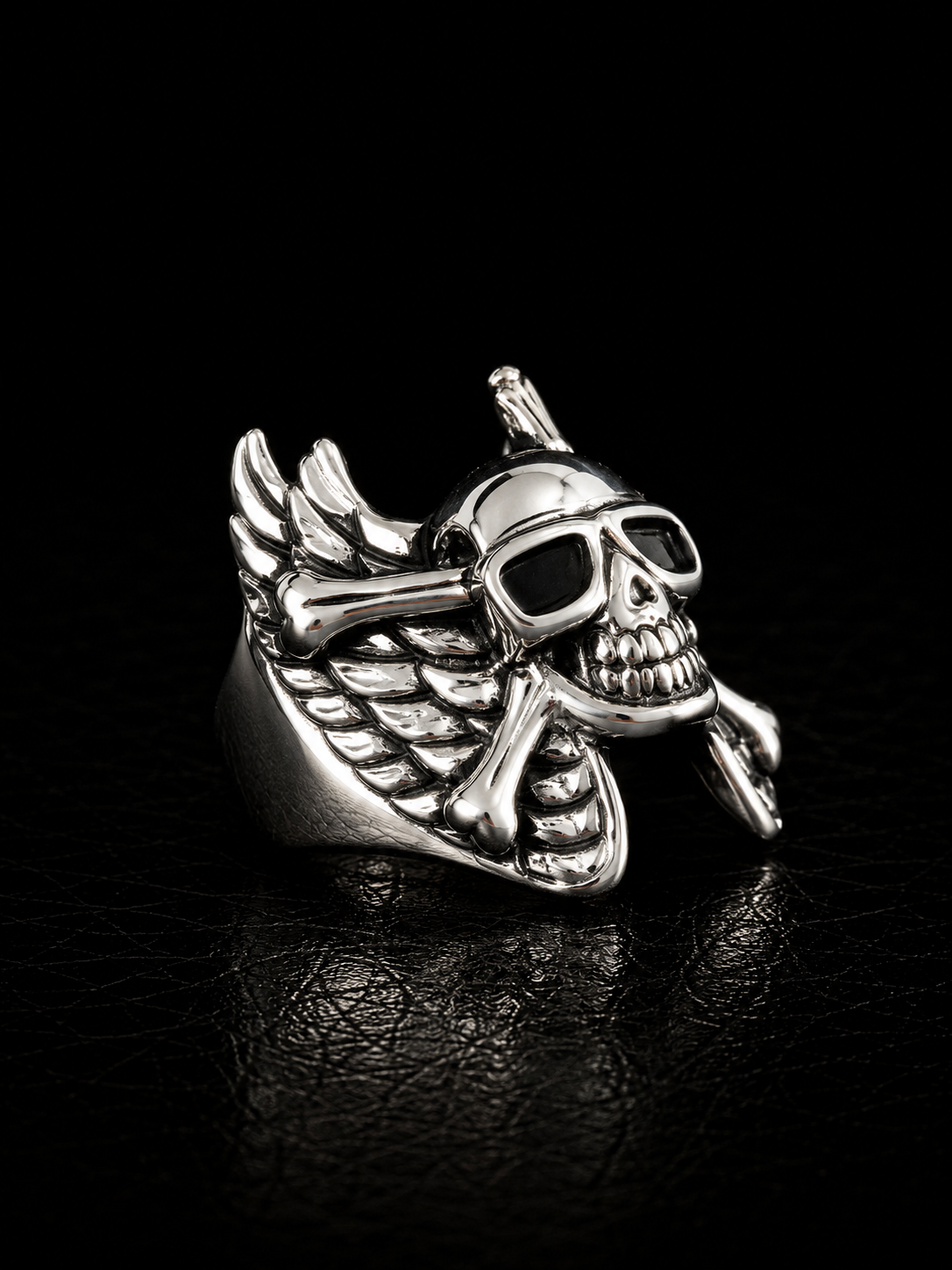 Winged Skull Stainless Steel Ring