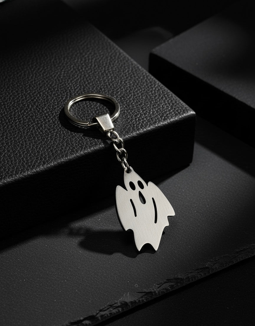 Stainless steel ghost design keychain