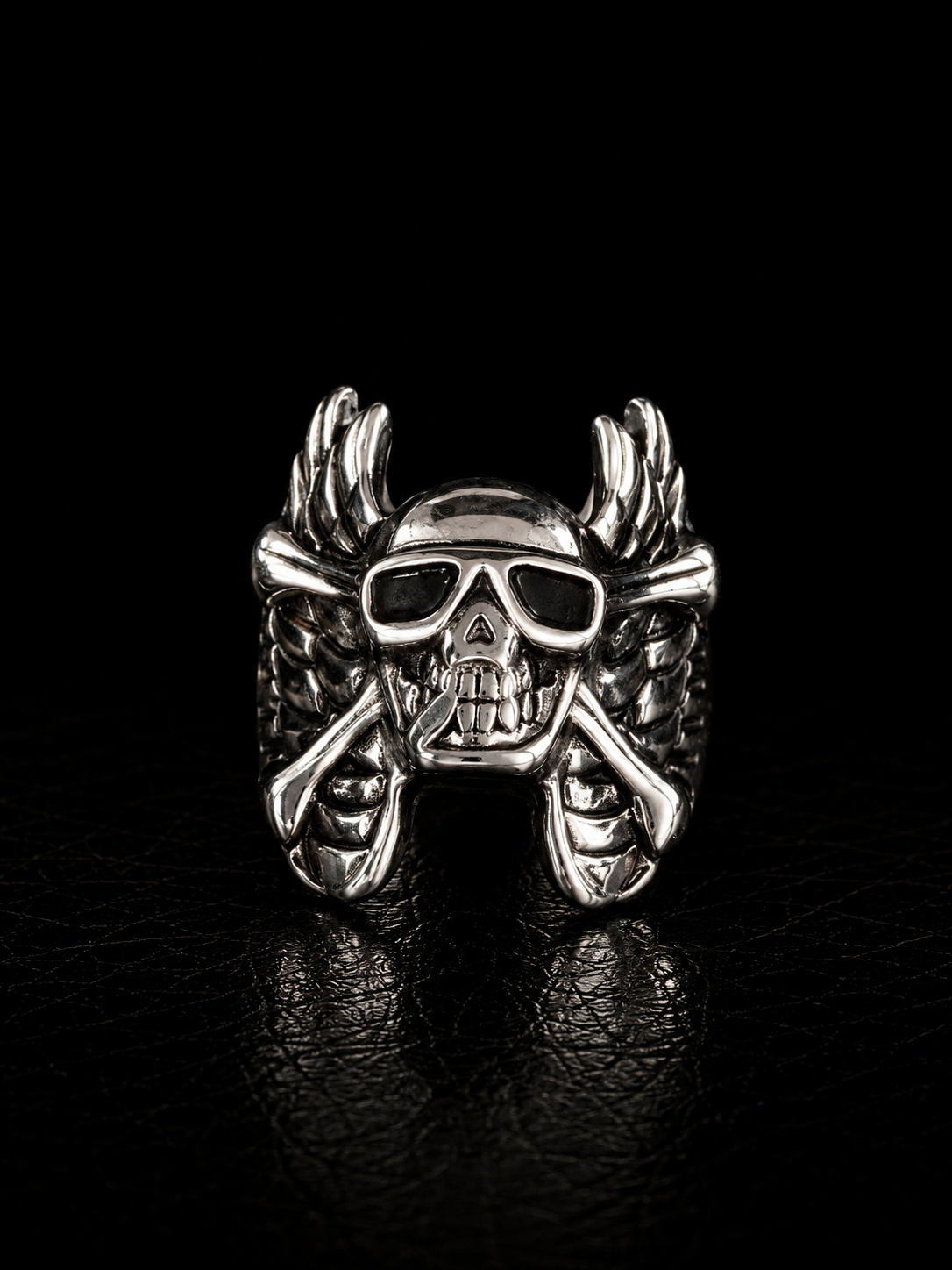 Winged Skull Stainless Steel Ring