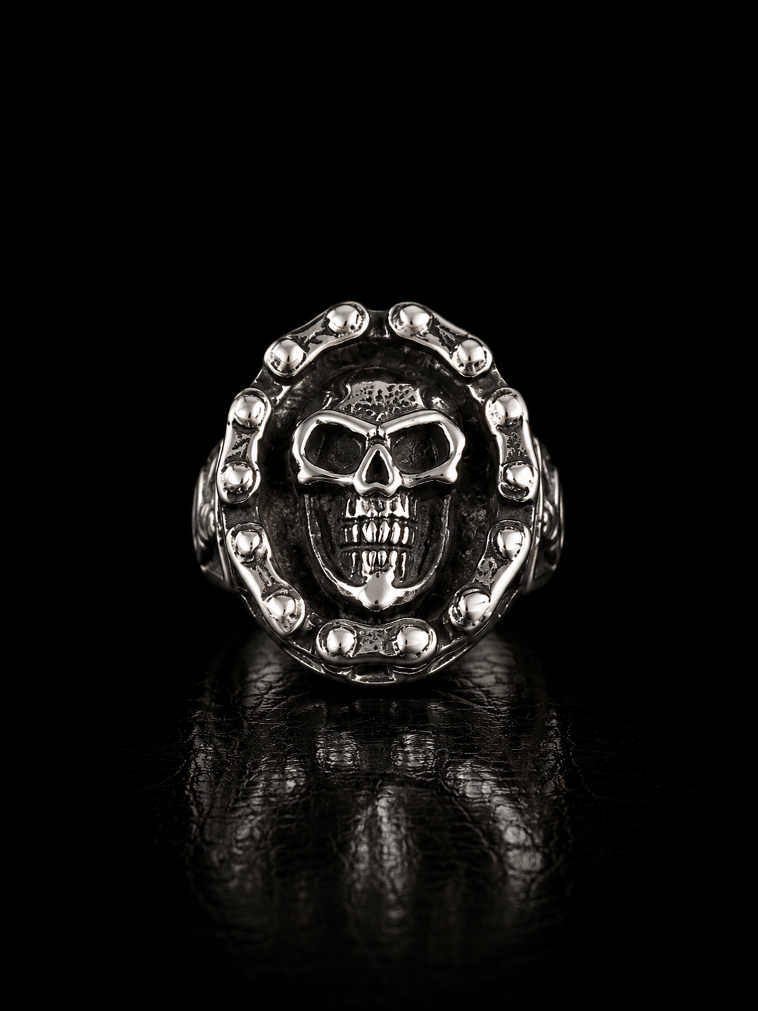 Studded Skull Stainless Steel Ring