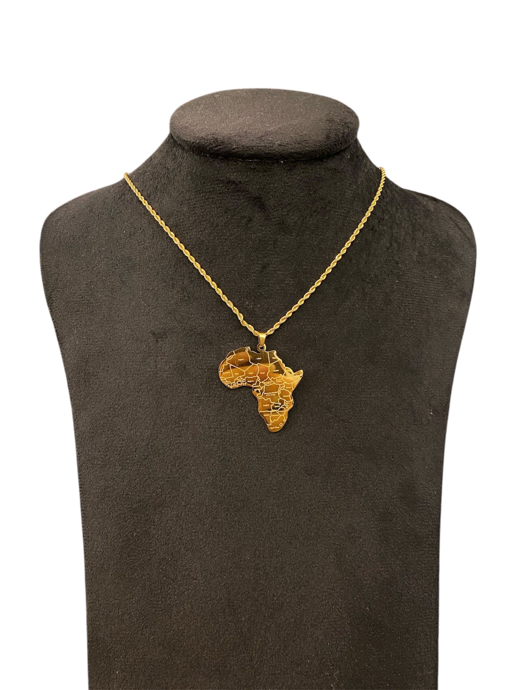 Africa Map Pendant Necklace – Gold Stainless Steel