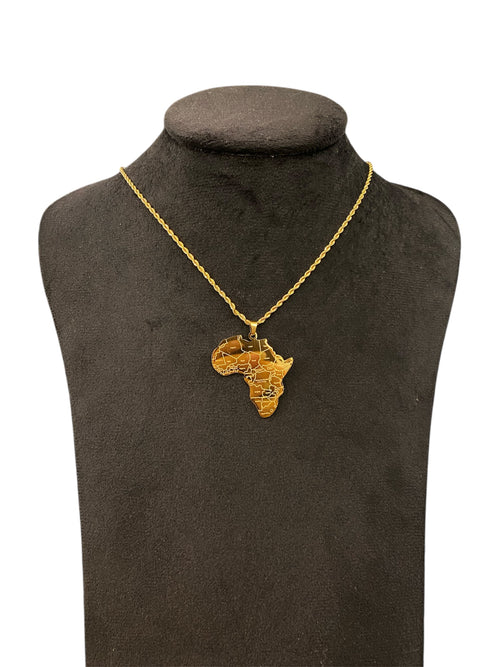 Africa Map Pendant Necklace – Gold Stainless Steel