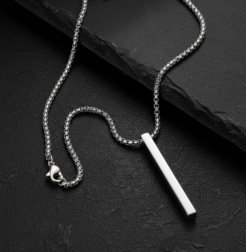 Stainless steel bar pendant necklace