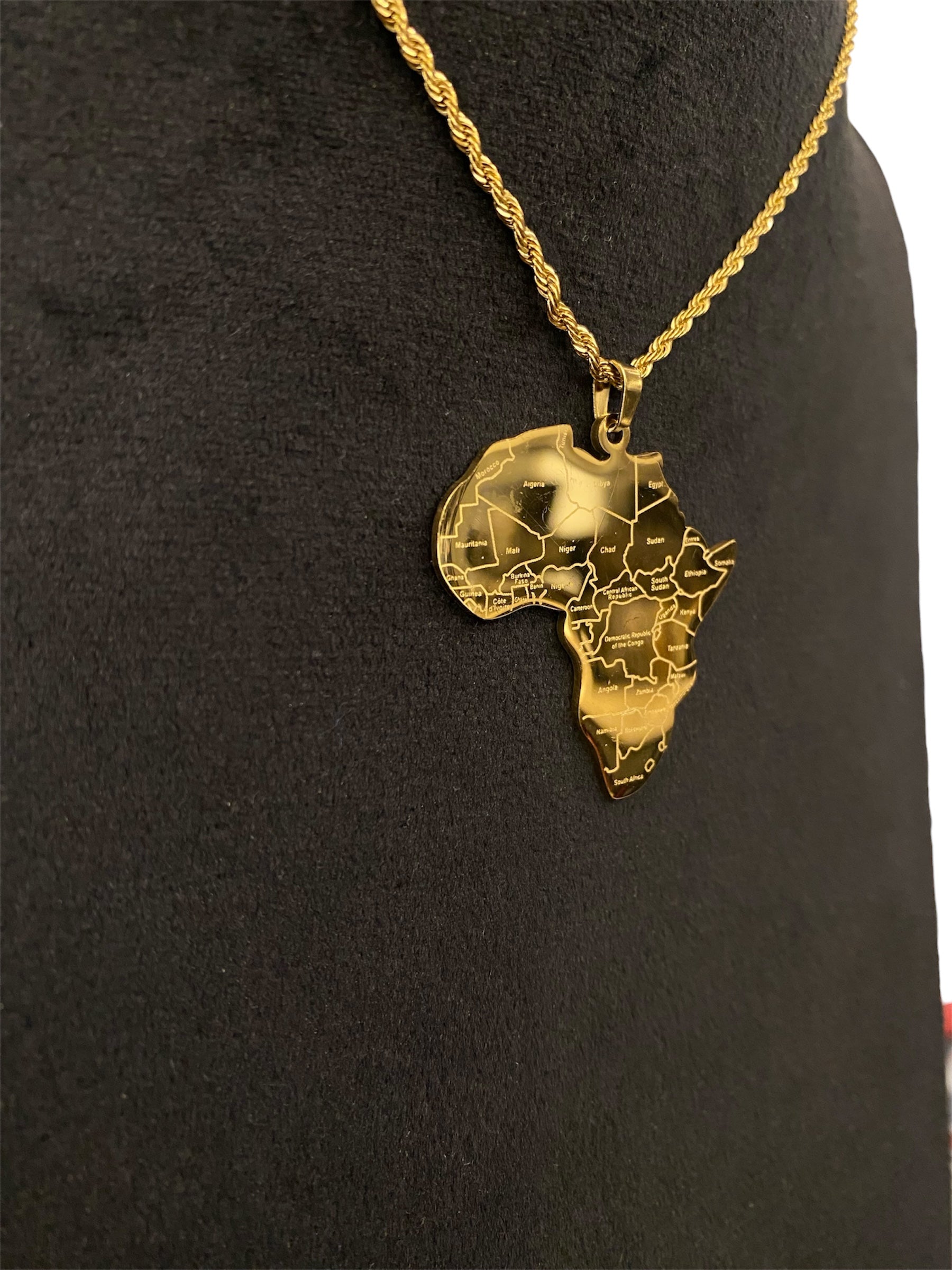 Africa Map Pendant Necklace – Gold Stainless Steel