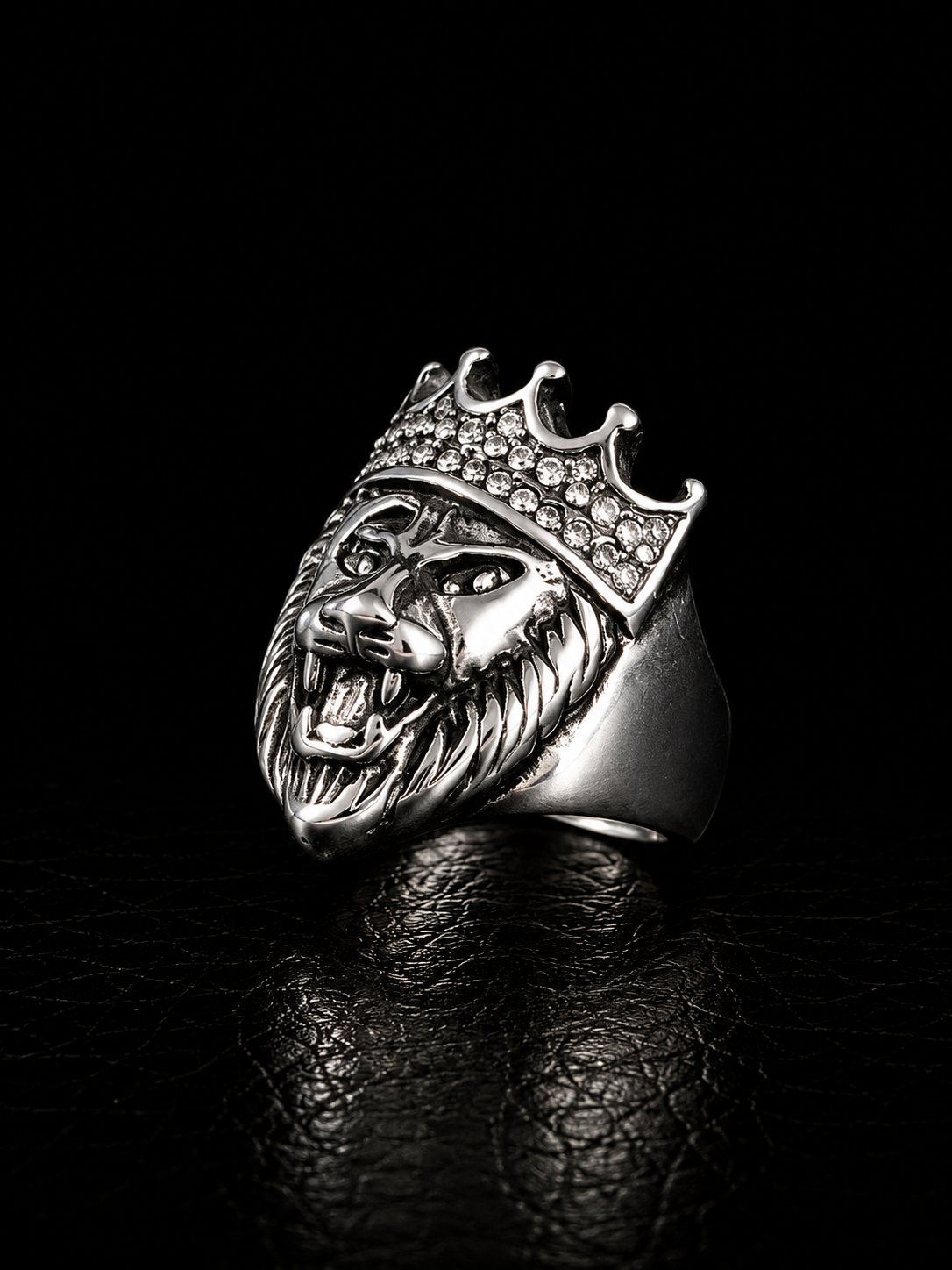 Crowned Lion Stainless Steel Ring