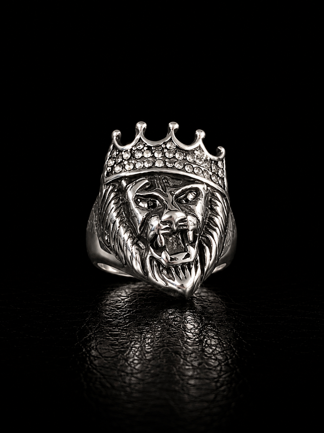 Crowned Lion Stainless Steel Ring