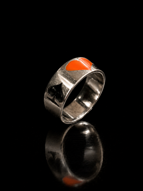 Ace of Hearts & Spades Stainless Steel Ring