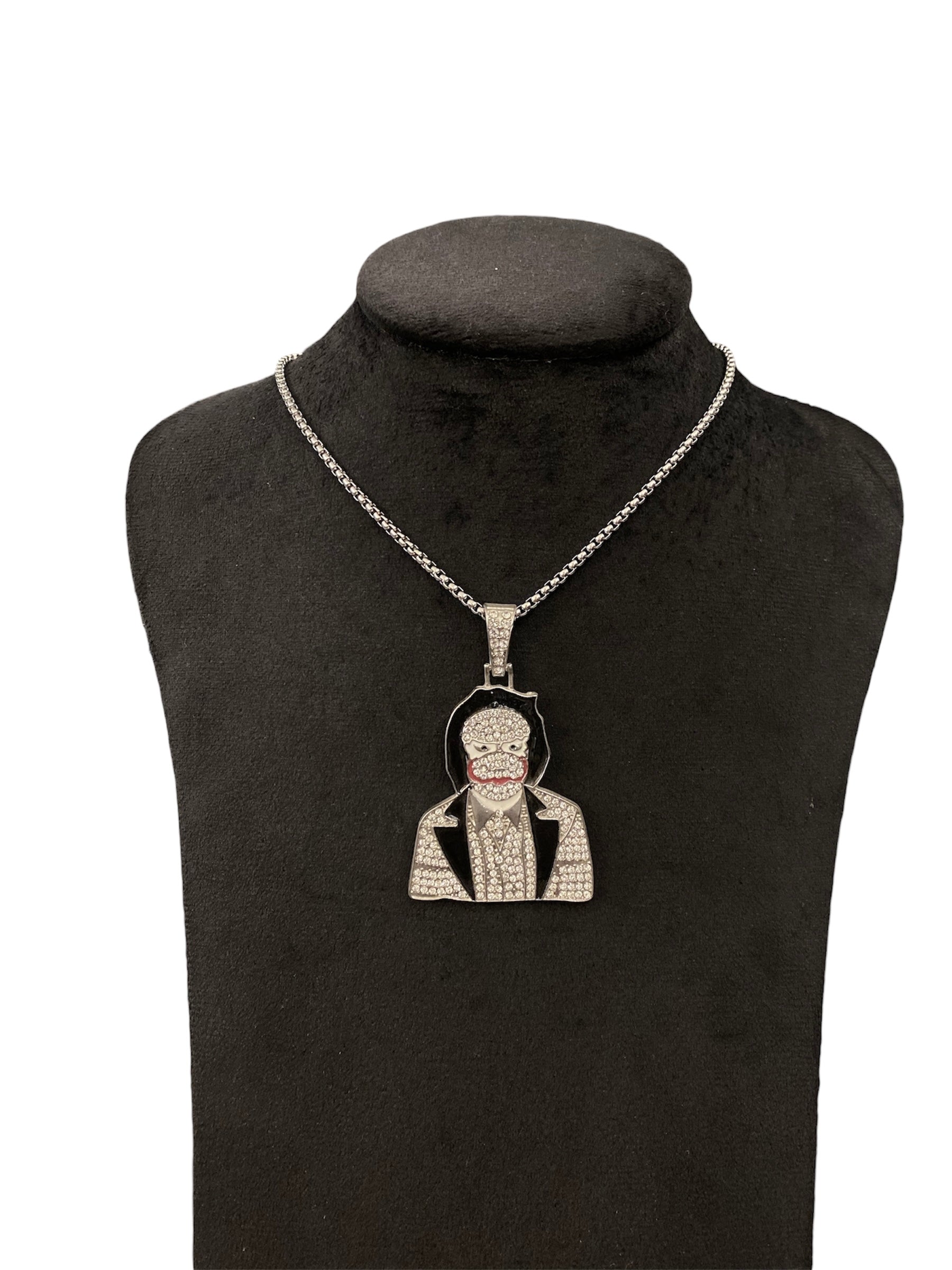 Jocker iced pendant with necklace