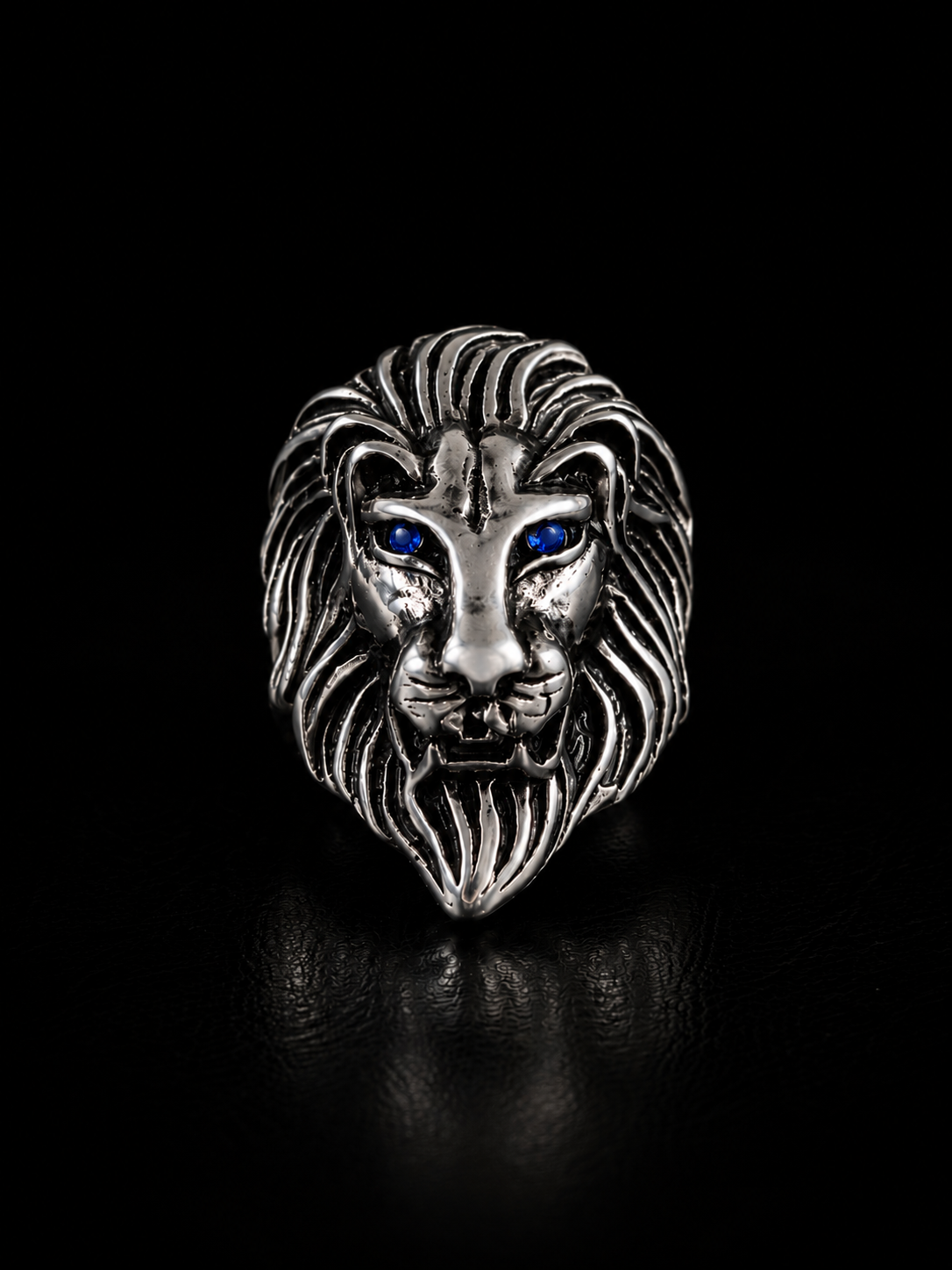 Lion Stainless Steel Ring – Blue Eyes