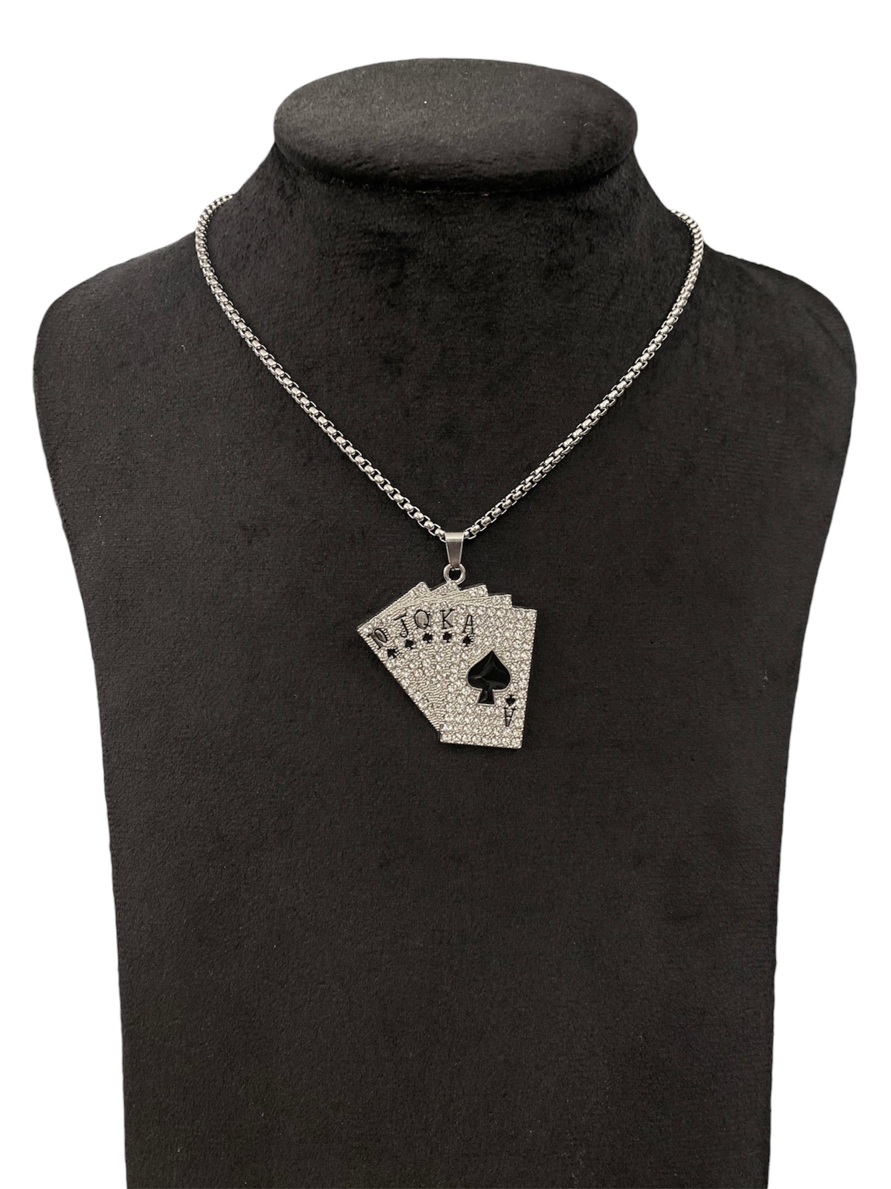 Cards iced pendant with necklace