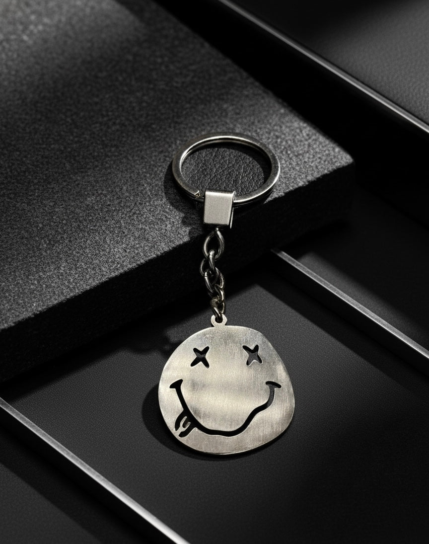 Stainless steel Nirvana logo keychain
