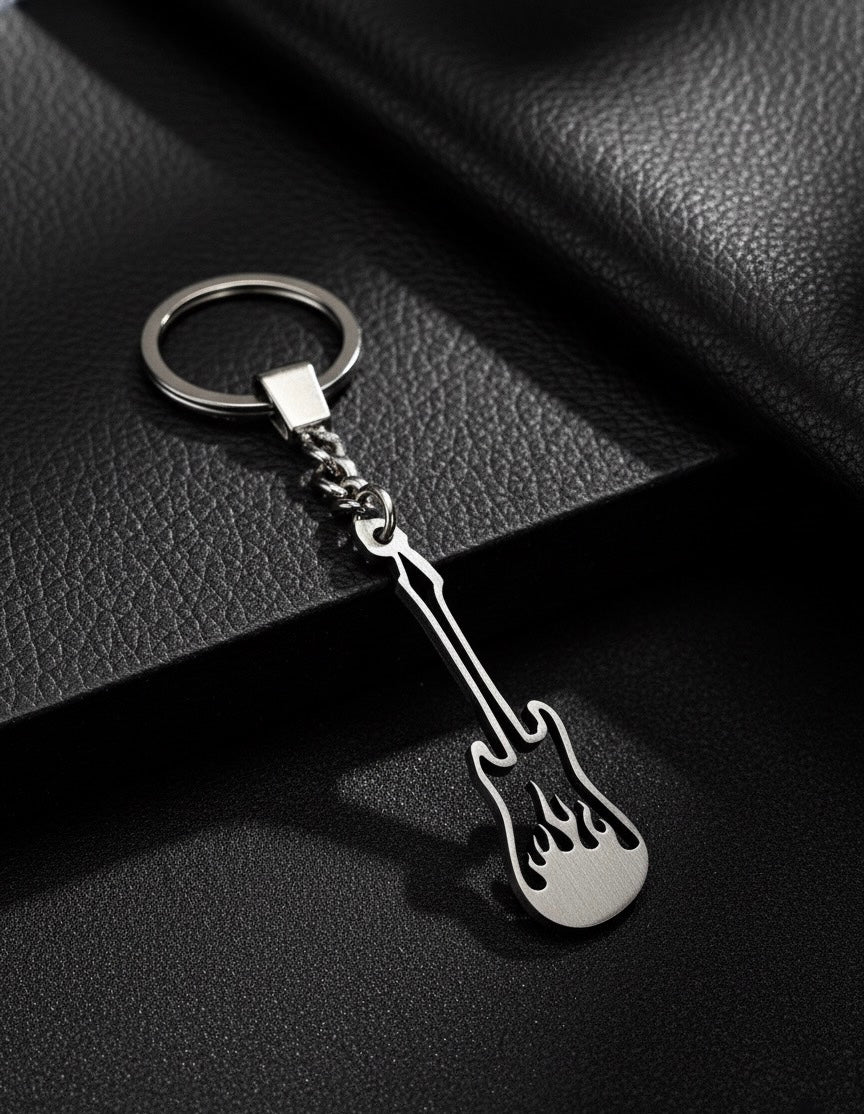 Stainless steel Guitar keychain