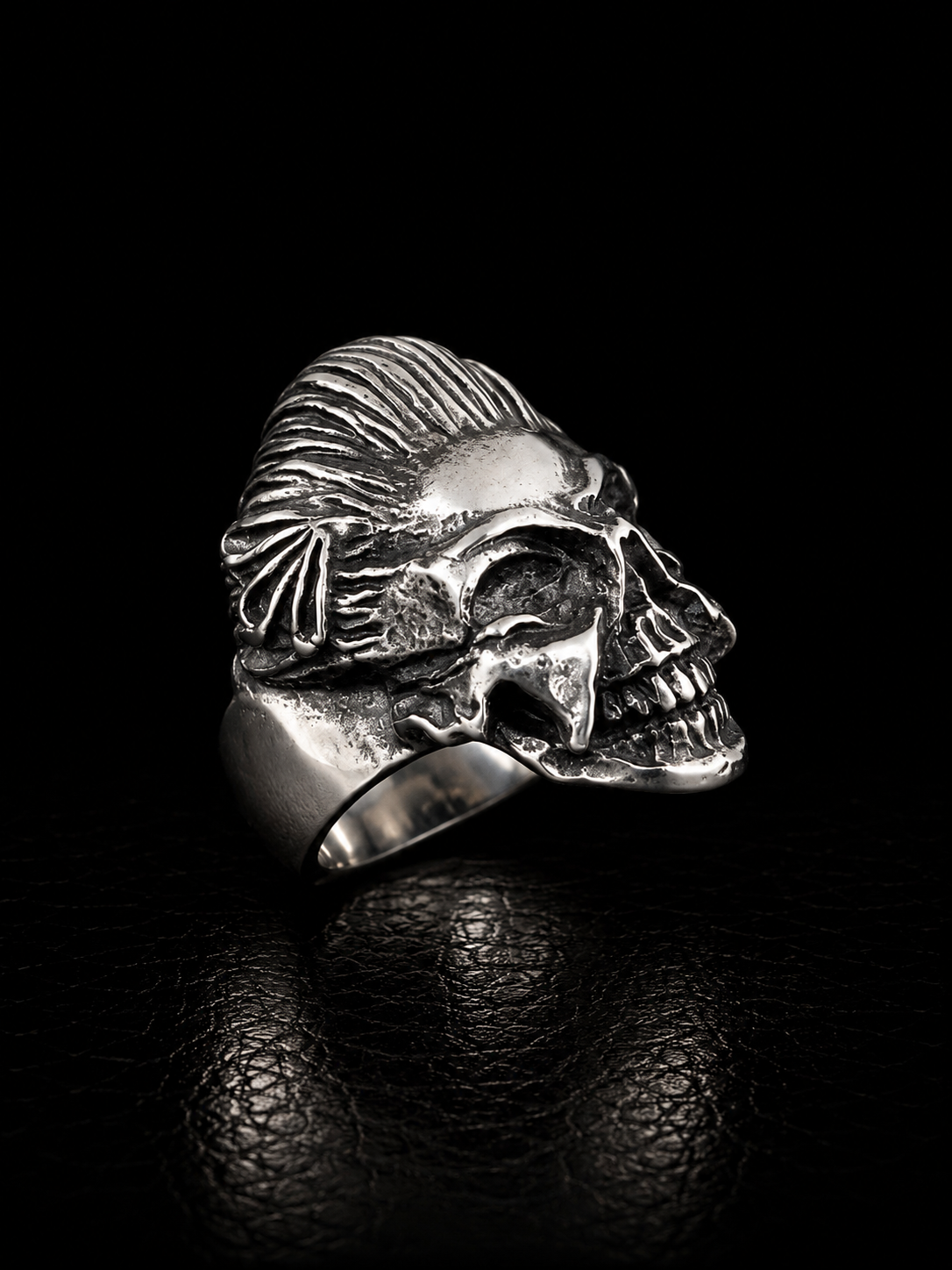 Half Skull Face Stainless Steel Ring