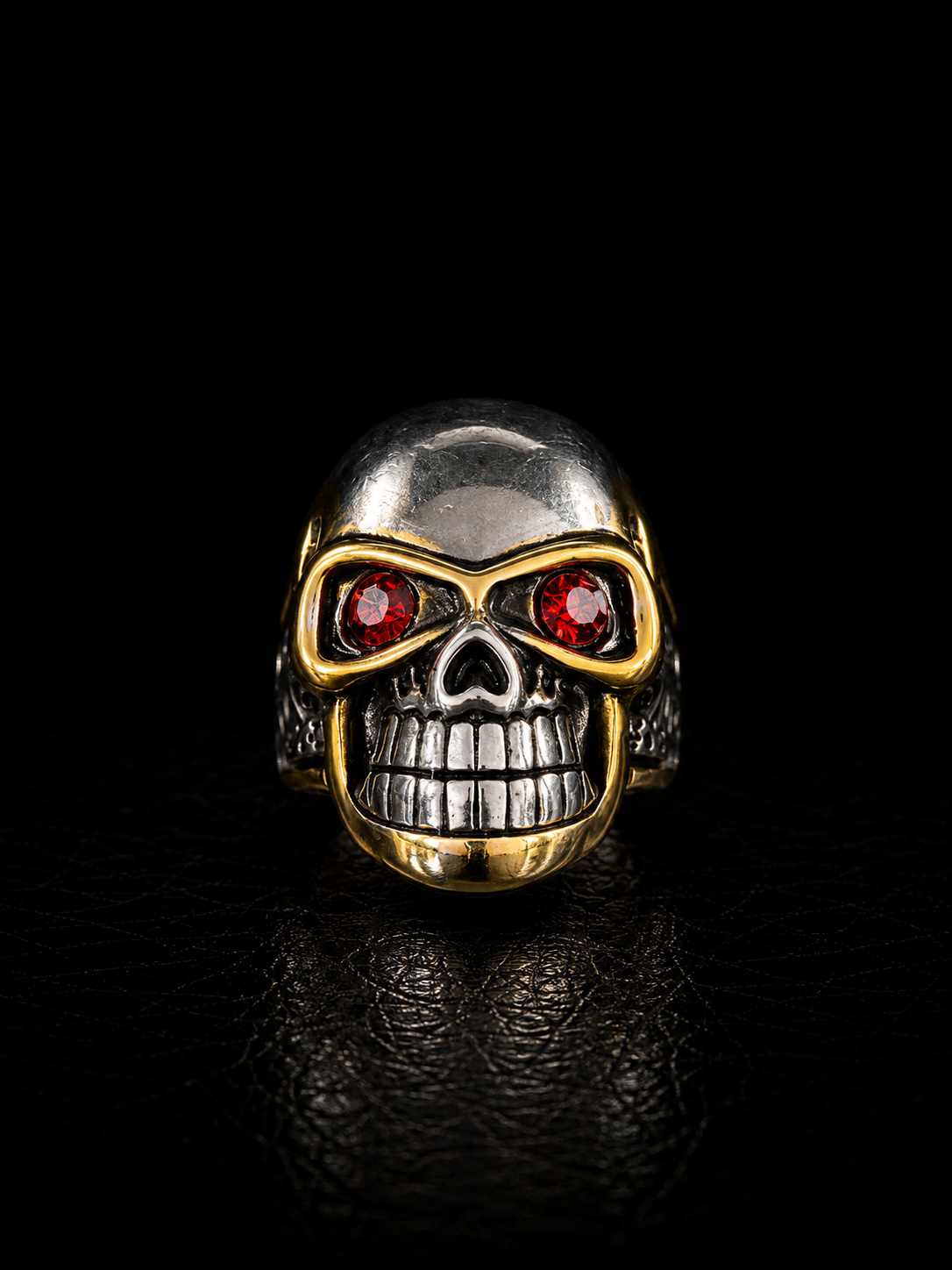 Red Eye Skull Stainless Steel Ring