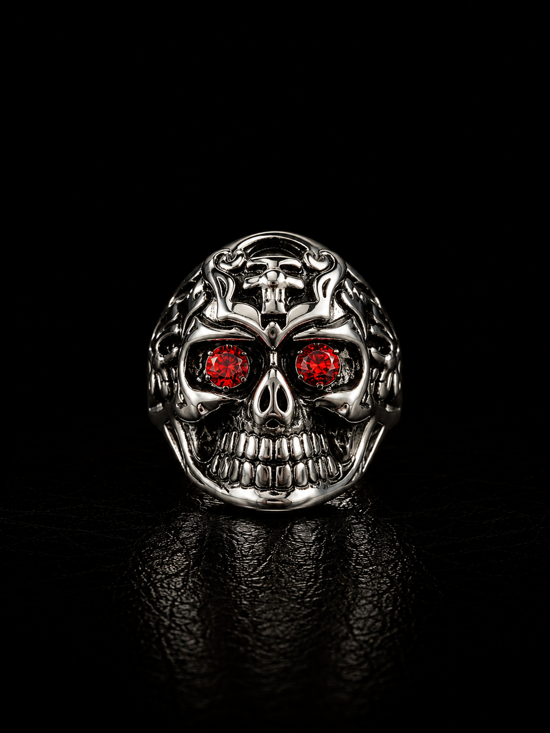 Red Eye Skull Stainless Steel Ring